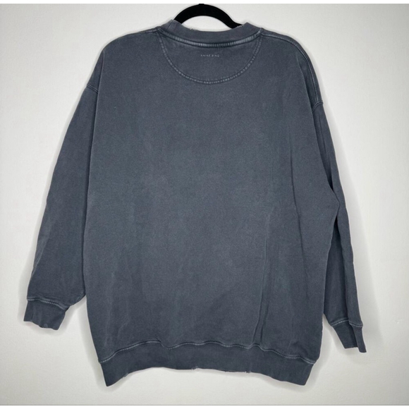 ANINE BING Tyler Varsity Oversized Sweatshirt in Washed Black, Cotton, Size XL - Picture 10 of 11